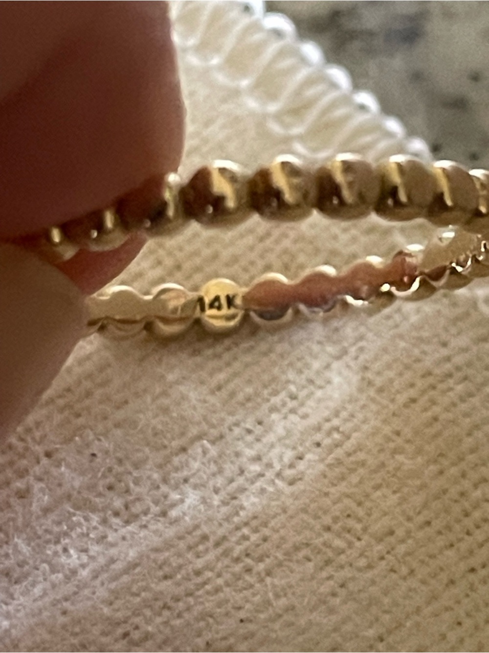Solid 14k Yellow Gold 2mm Beaded Ring, Kassidy - Picture 9 of 12